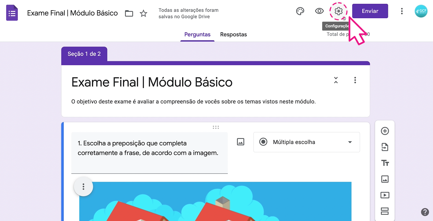 Como configurar um exame no google forms 1